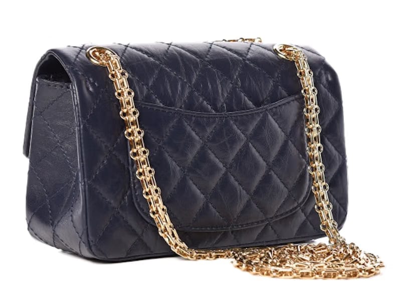Chanel 2.55 Reissue Flap Quilted Crinkled Calfskin Gold-tone Mini Navy Blue