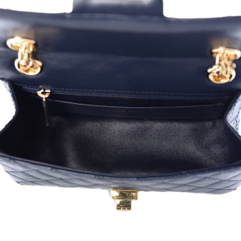 Chanel 2.55 Reissue Flap Quilted Crinkled Calfskin Gold-tone Mini Navy Blue