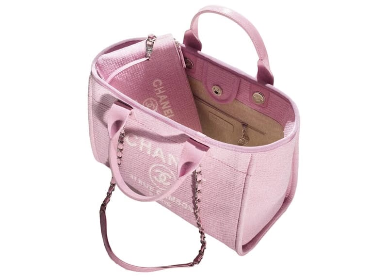 Chanel Deauville Shopping Bag Small 22S Mixed Fibers Pink