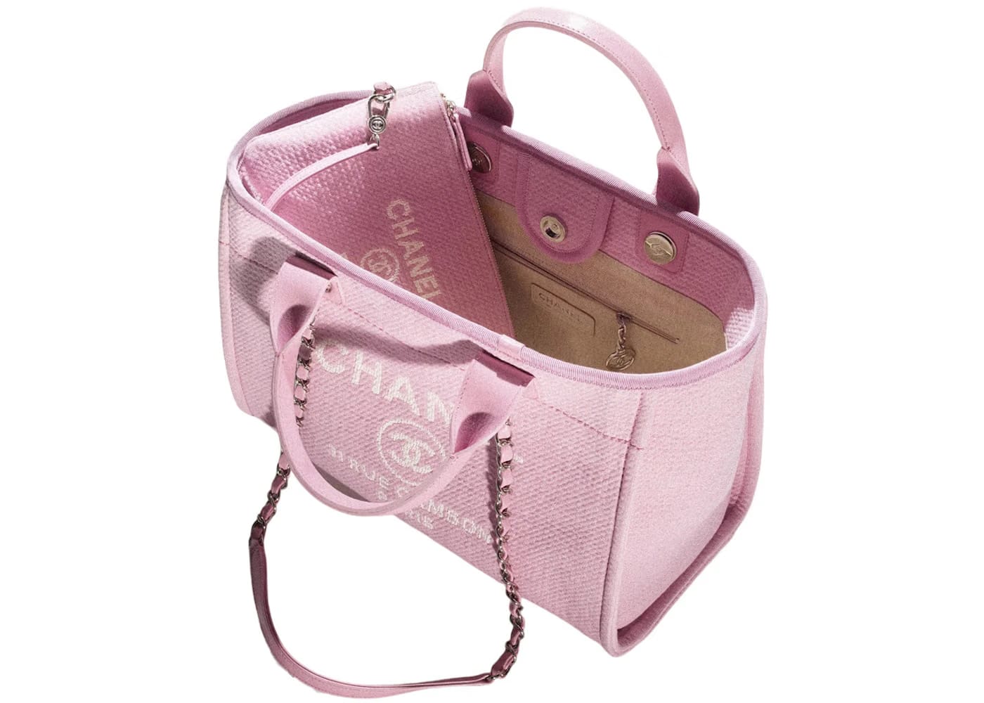 Chanel Deauville Shopping Bag Small 22S Mixed Fibers Pink