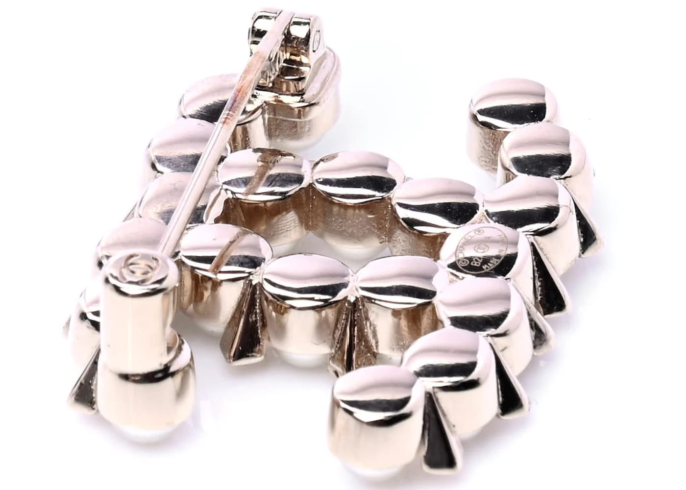 Chanel Crystal Pearl CC Brooch 1.0" Gold