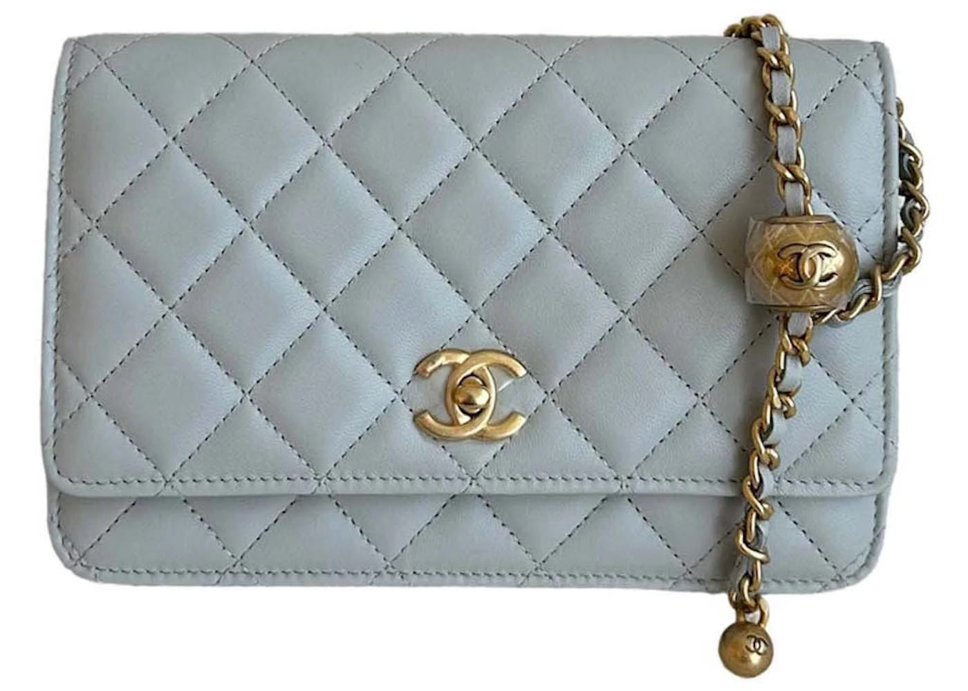 Chanel Pearl Crush Adjustable Strap WOC Light Grey (AP1450)
