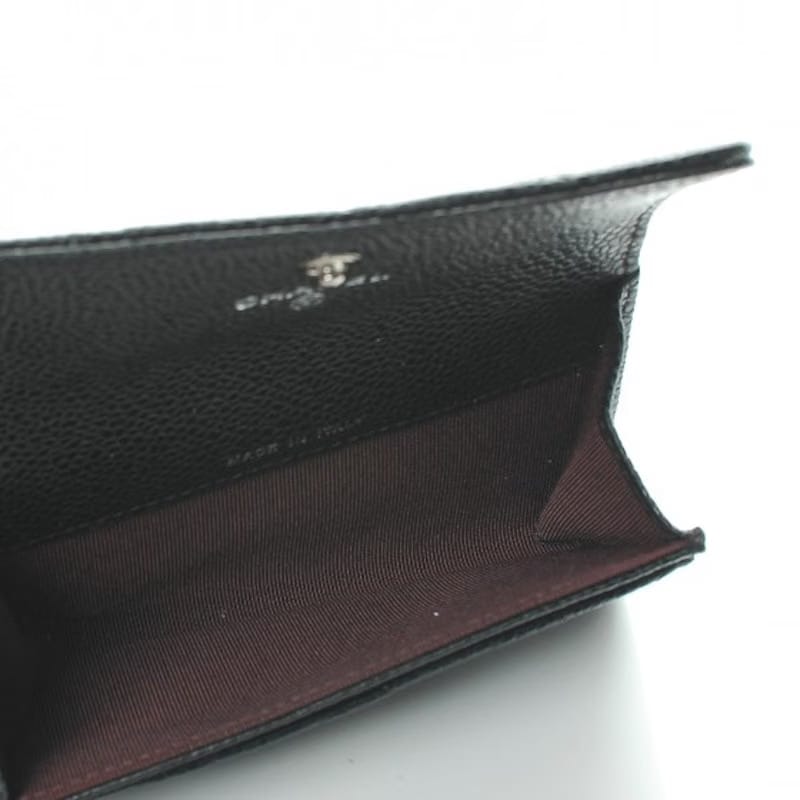 Chanel CC Card Holder Quilted Caviar Silver-tone Black