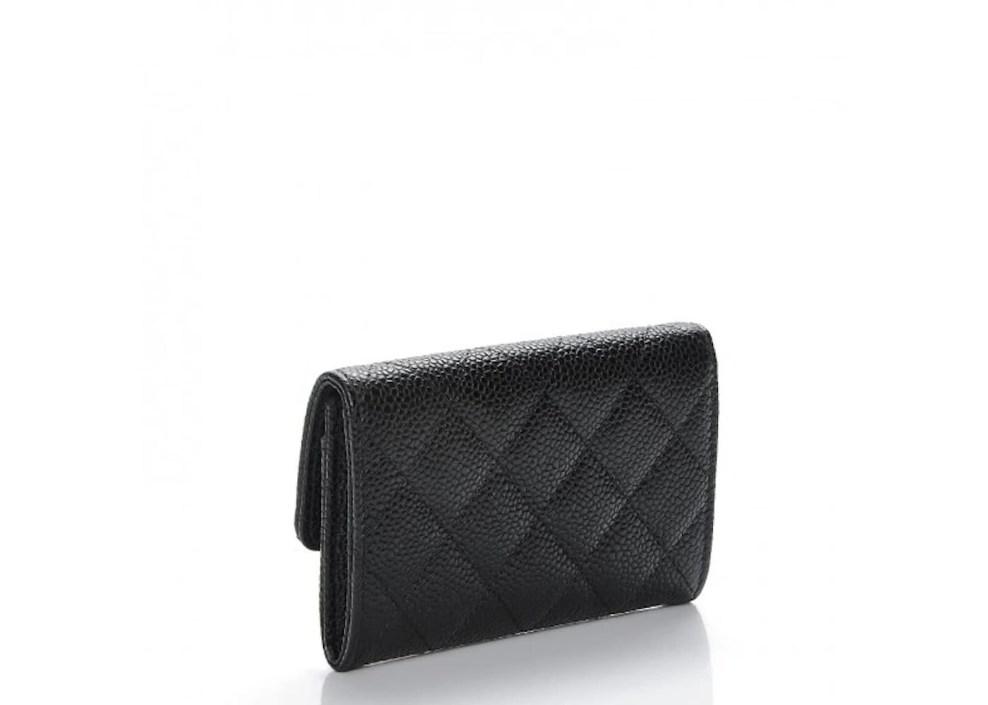 Chanel CC Card Holder Quilted Caviar Silver-tone Black
