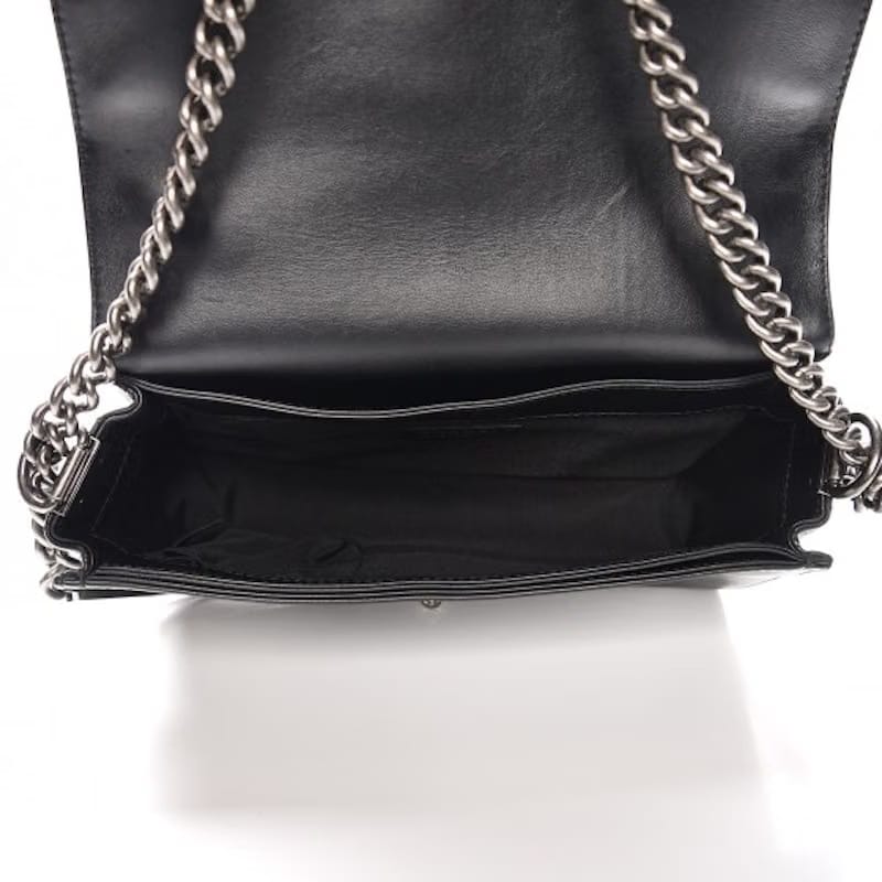 Chanel Enchained Boy Flap Calfskin Ruthenium Medium Black
