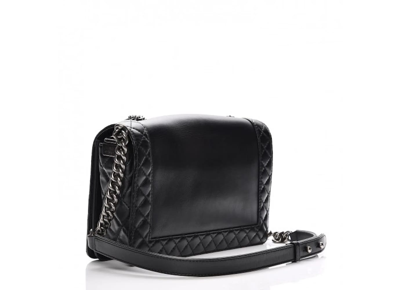 Chanel Enchained Boy Flap Calfskin Ruthenium Medium Black