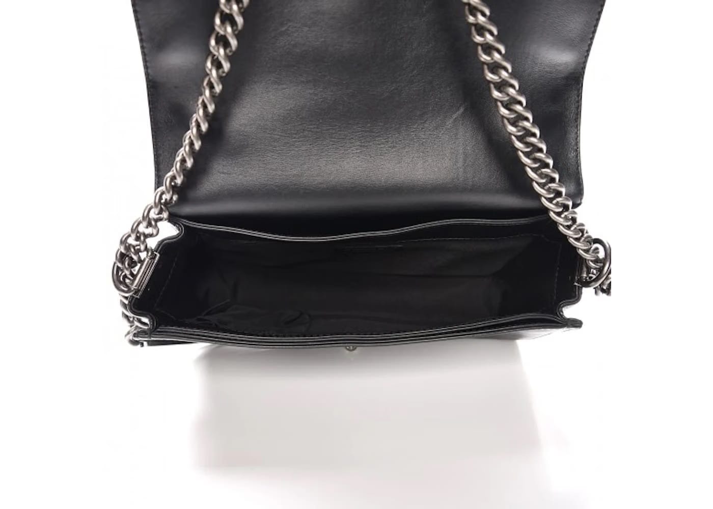 Chanel Enchained Boy Flap Calfskin Ruthenium Medium Black