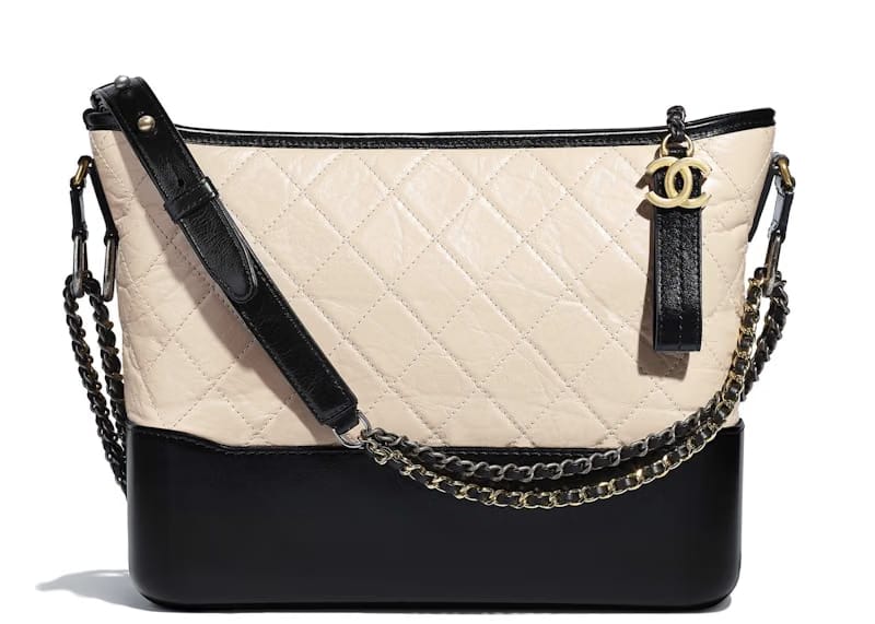Chanel Gabrielle Hobo Bag Quilted Aged Calfskin Beige/Black