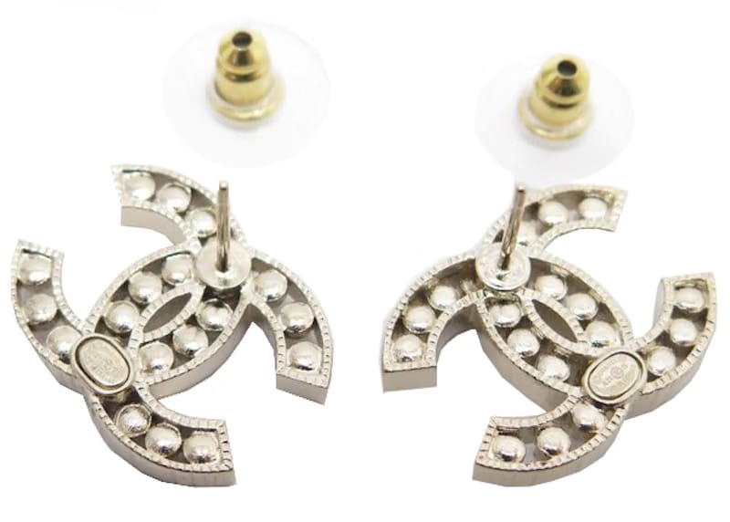 Chanel Logo CC Pearl Earrings Gold