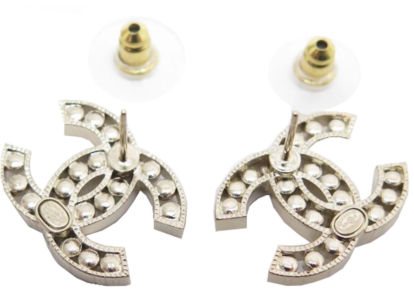 Chanel Logo CC Pearl Earrings Gold