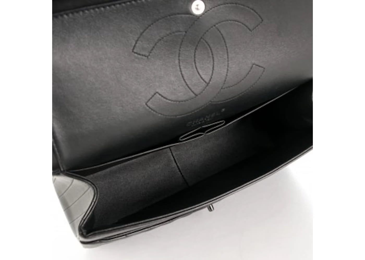 Chanel So Black Classic Double Flap Chevron Lambskin Jumbo Black