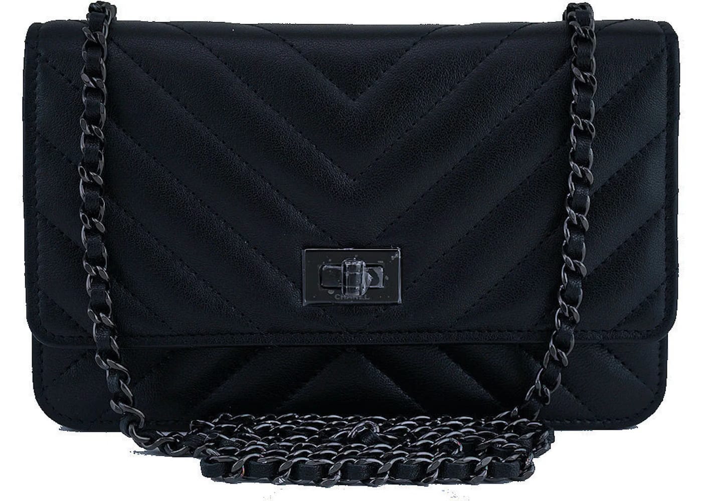 Chanel Reissue 2.55 So Black Quilted Chevron Black