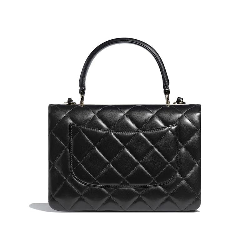 Chanel Flap Bag Top Handle Quilted Lambskin Gold-tone Small Black