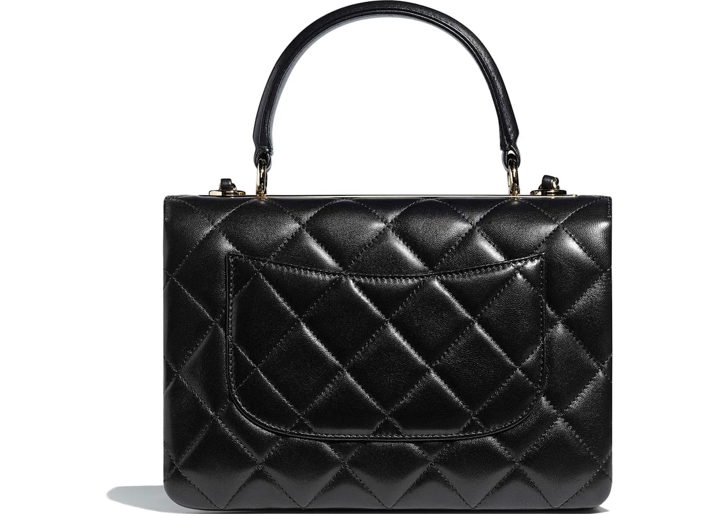 Chanel Flap Bag Top Handle Quilted Lambskin Gold-tone Small Black