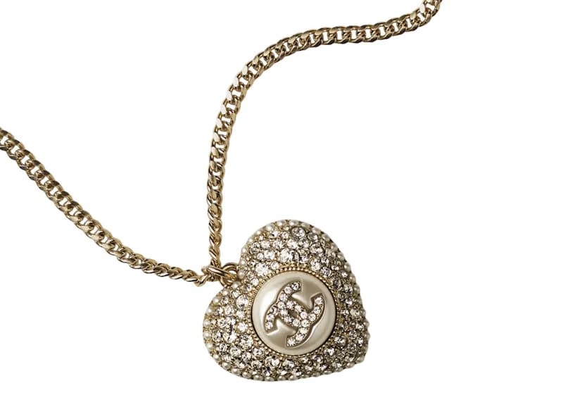 Chanel Metal Necklace AB9385 Gold/White