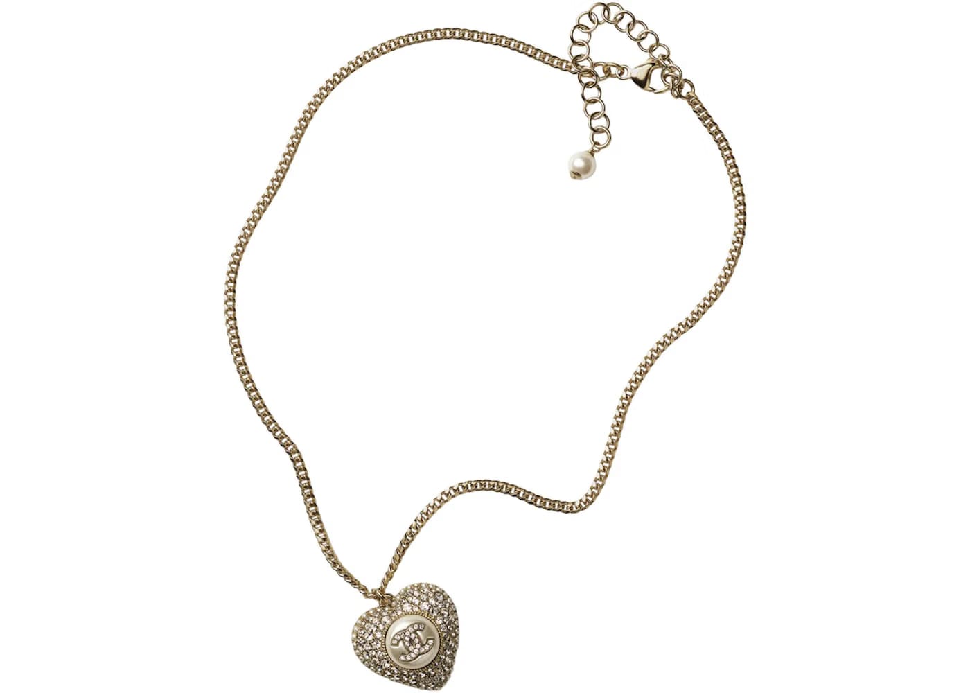 Chanel Metal Necklace AB9385 Gold/White