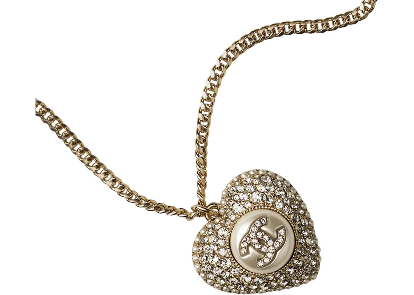 Chanel Metal Necklace AB9385 Gold/White