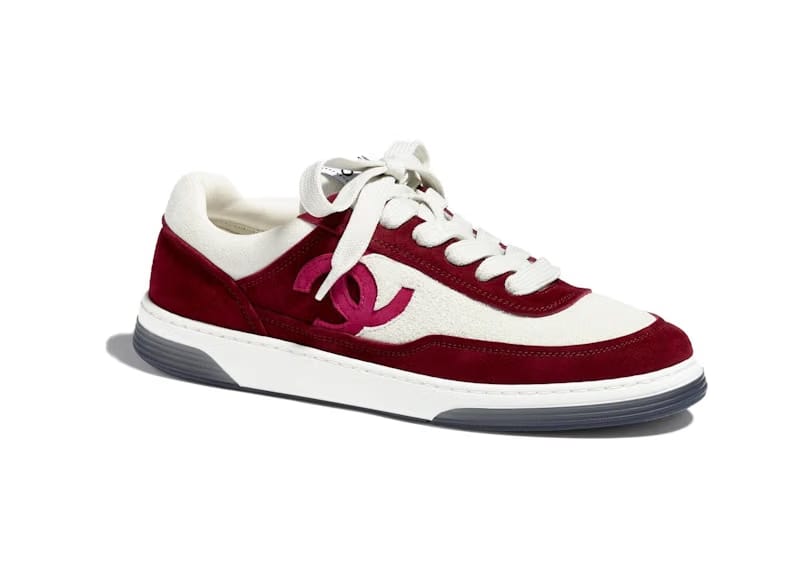 Chanel CC Trainers Burgundy Suede Kidskin