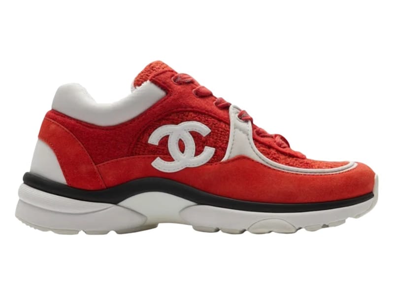 Chanel Red White Chanel CC Logo Low Top Red