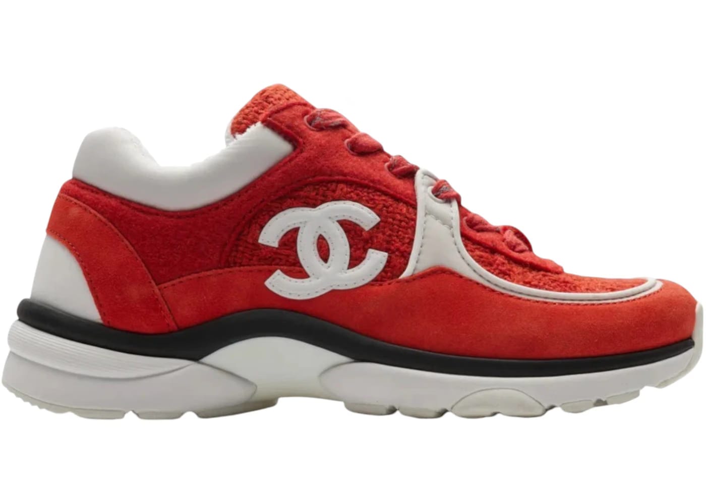 Chanel Red White Chanel CC Logo Low Top Red