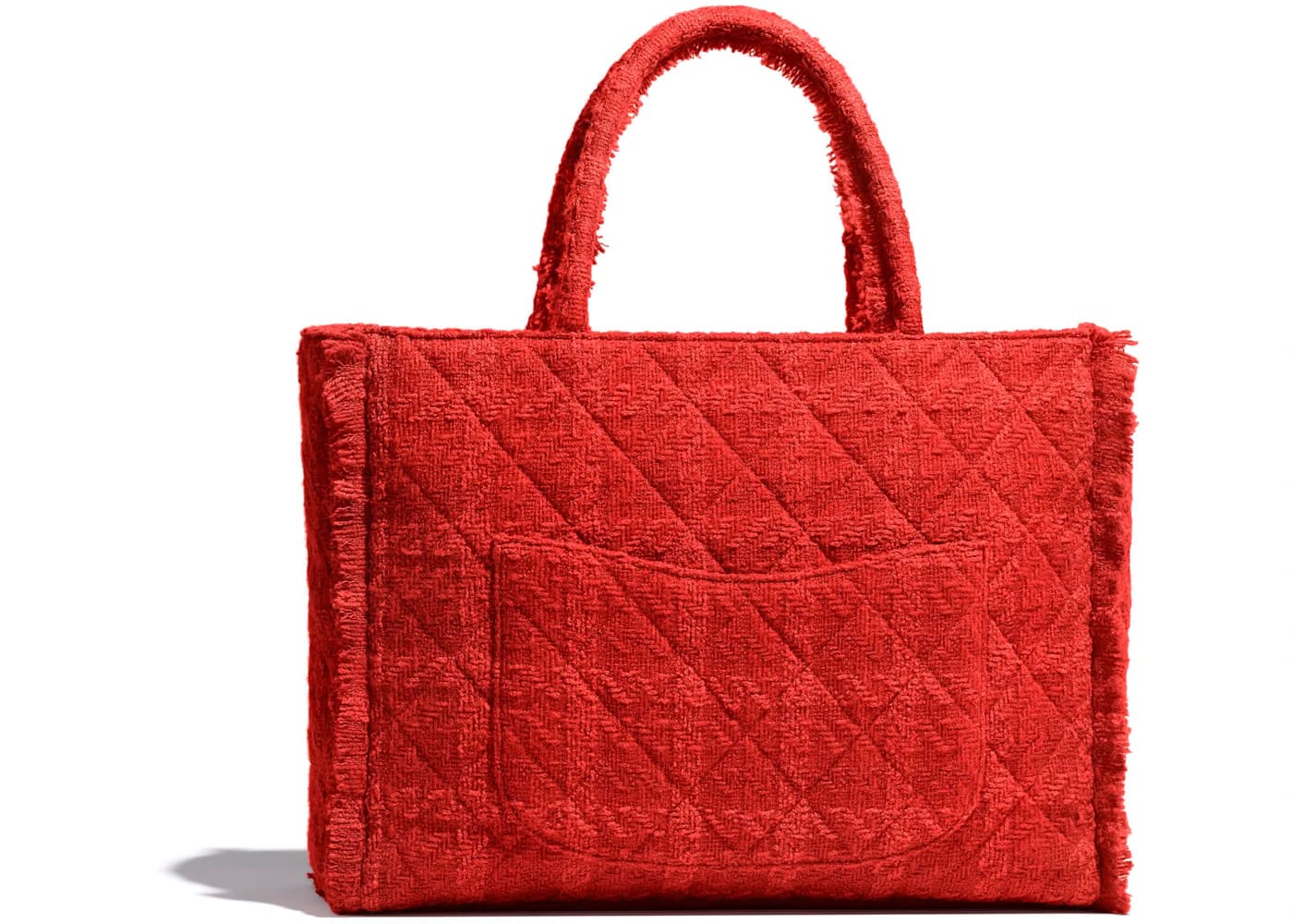 Chanel Zipped Shopping Bag Tweed Gold-tone Large Red