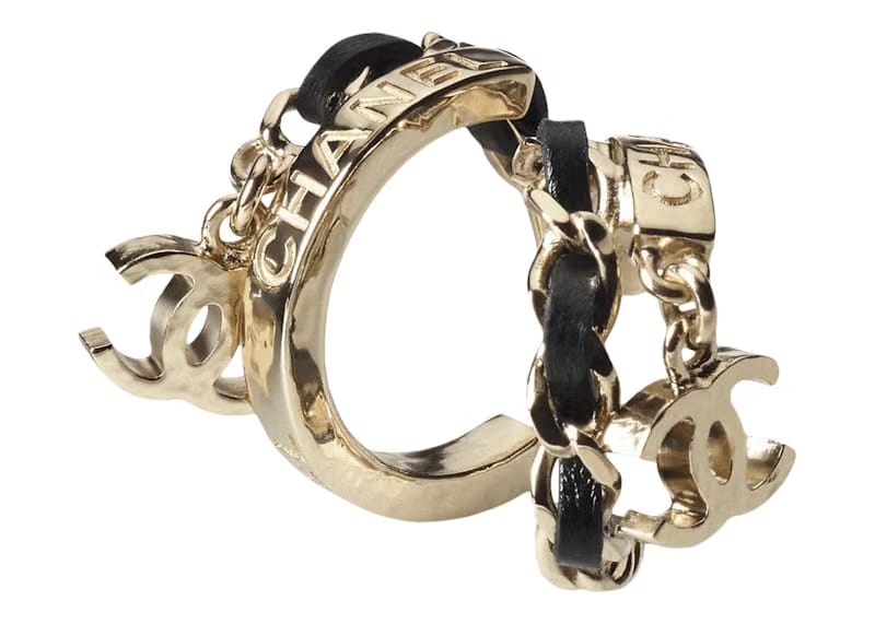 Chanel Metal/Lambskin Earrings AB9109 Gold/Black