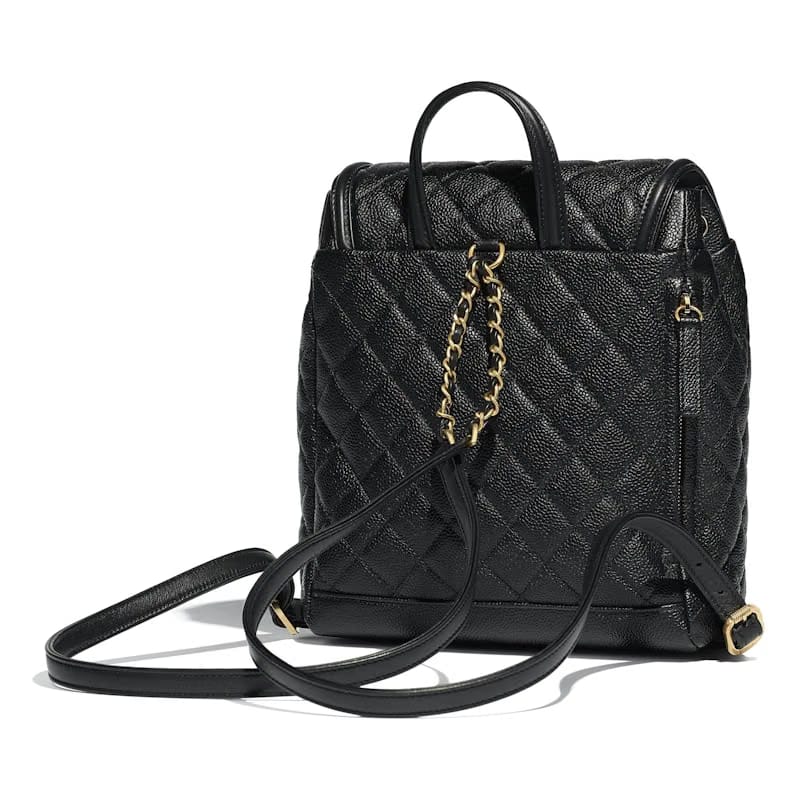 Chanel Backpack Filigree Quilted Caviar Gold-tone Black
