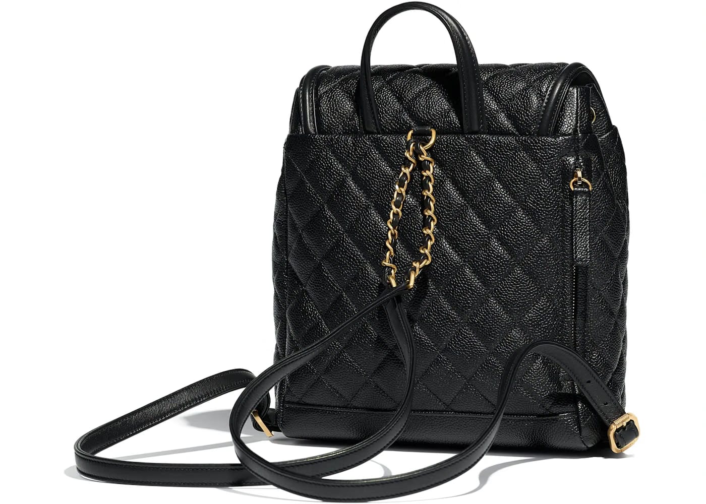 Chanel Backpack Filigree Quilted Caviar Gold-tone Black