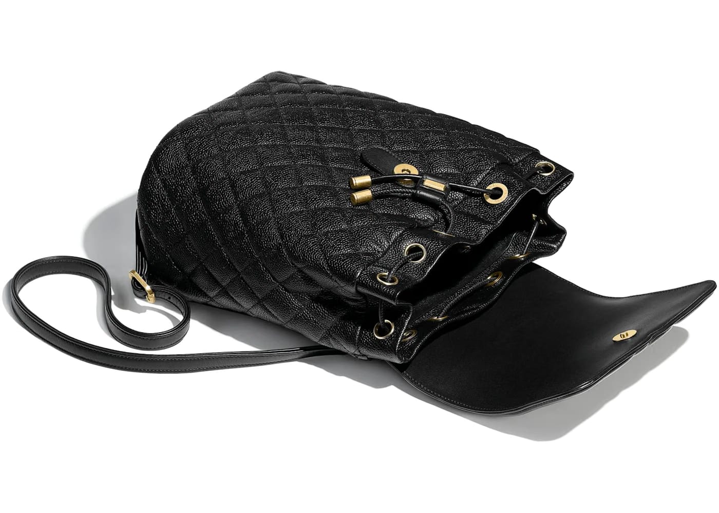 Chanel Backpack Filigree Quilted Caviar Gold-tone Black