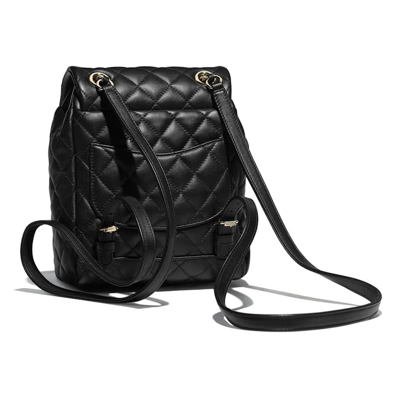 Chanel Backpack Quilted Calfskin Leather Gold-tone Black