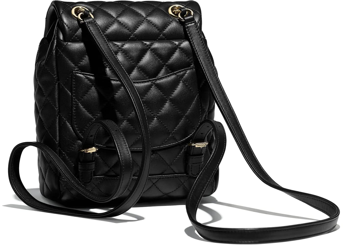 Chanel Backpack Quilted Calfskin Leather Gold-tone Black