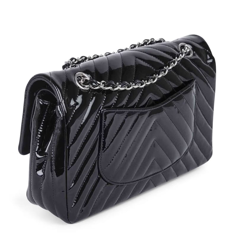 Chanel Classic Double Flap Quilted Chevron Medium Black