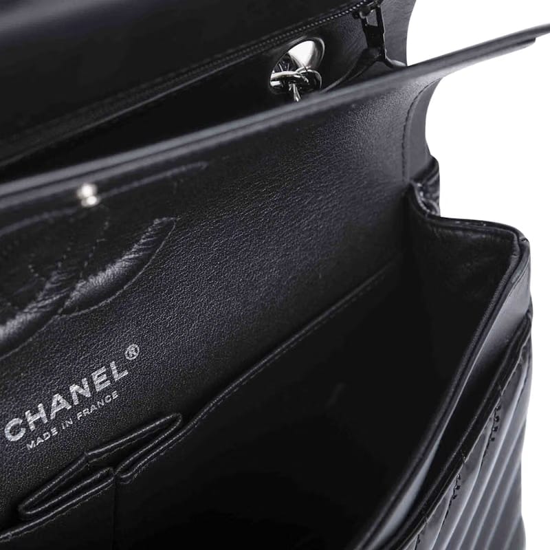 Chanel Classic Double Flap Quilted Chevron Medium Black