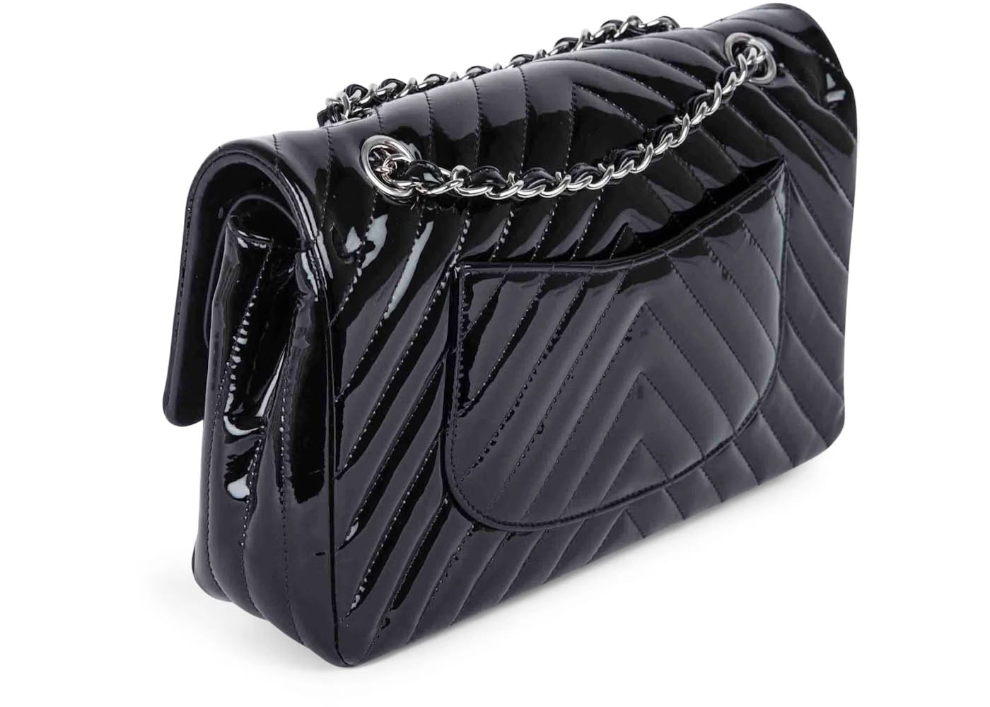 Chanel Classic Double Flap Quilted Chevron Medium Black