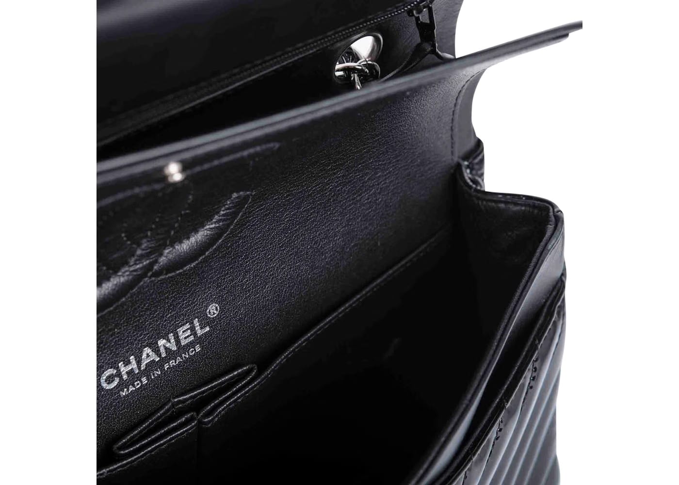 Chanel Classic Double Flap Quilted Chevron Medium Black