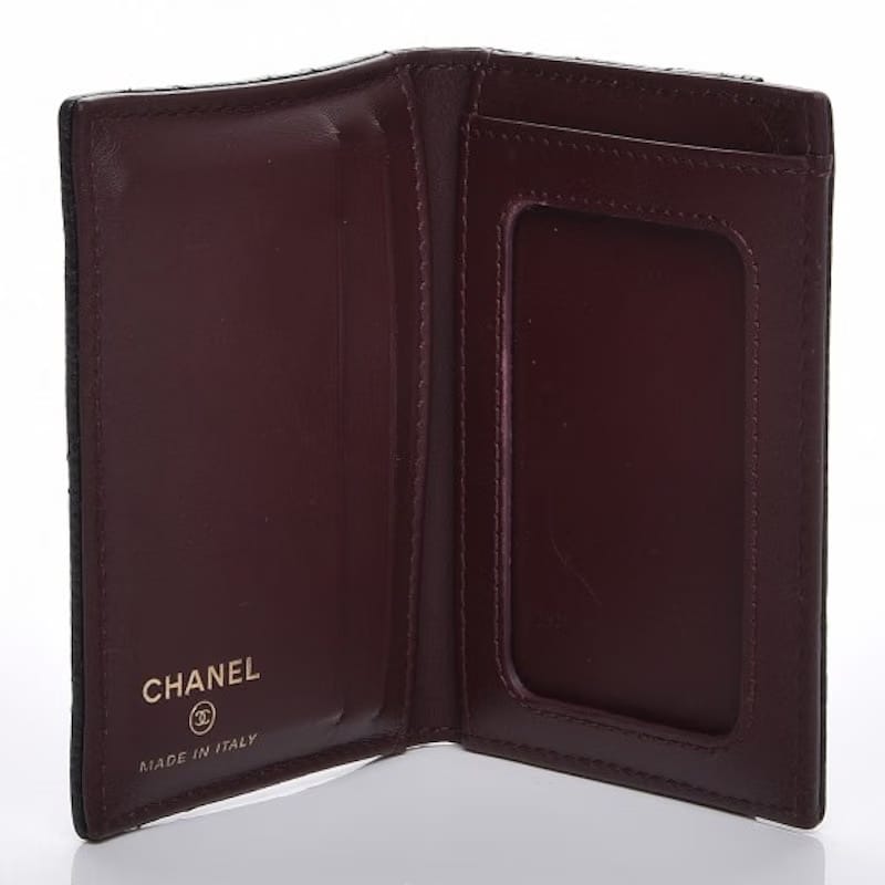 Chanel Card Holder Wallet Quilted Diamond Caviar Black