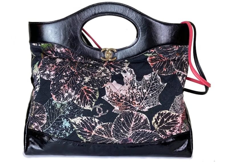 Chanel 31 Leaves Shopping Bag Large Black/Pink/Green
