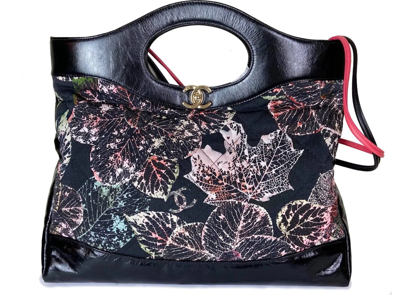 Chanel 31 Leaves Shopping Bag Large Black/Pink/Green