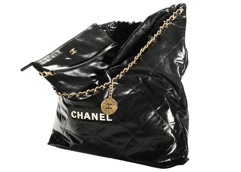 Chanel 22 Handbag Large 22S Calfskin Black/White Logo