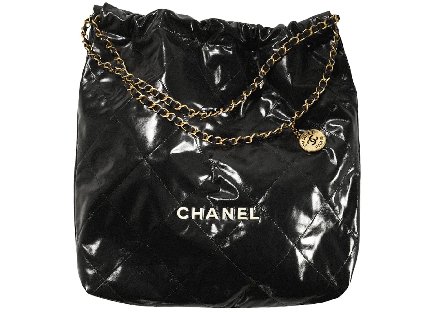 Chanel 22 Handbag Large 22S Calfskin Black/White Logo
