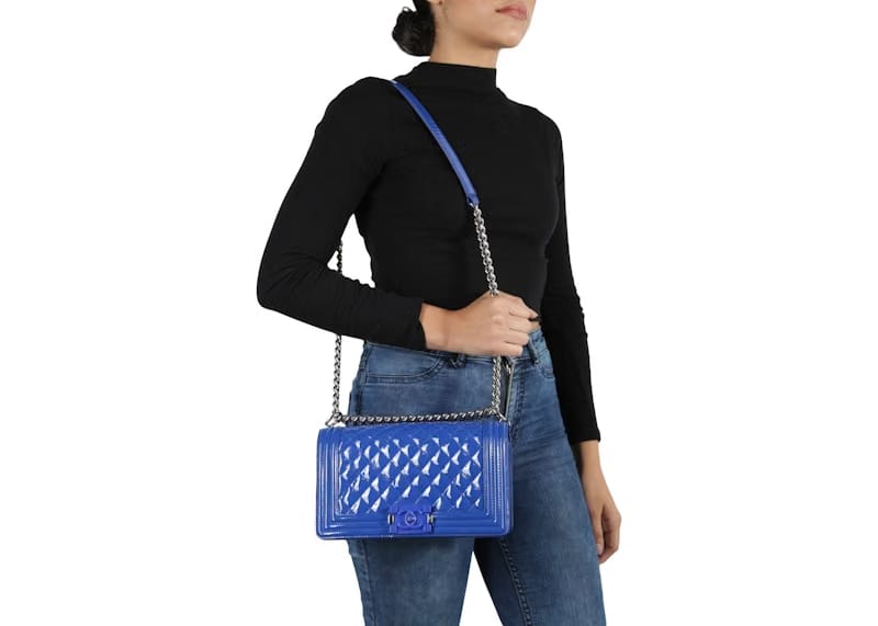 Chanel Boy Flap Quilted Old Medium Royal Blue