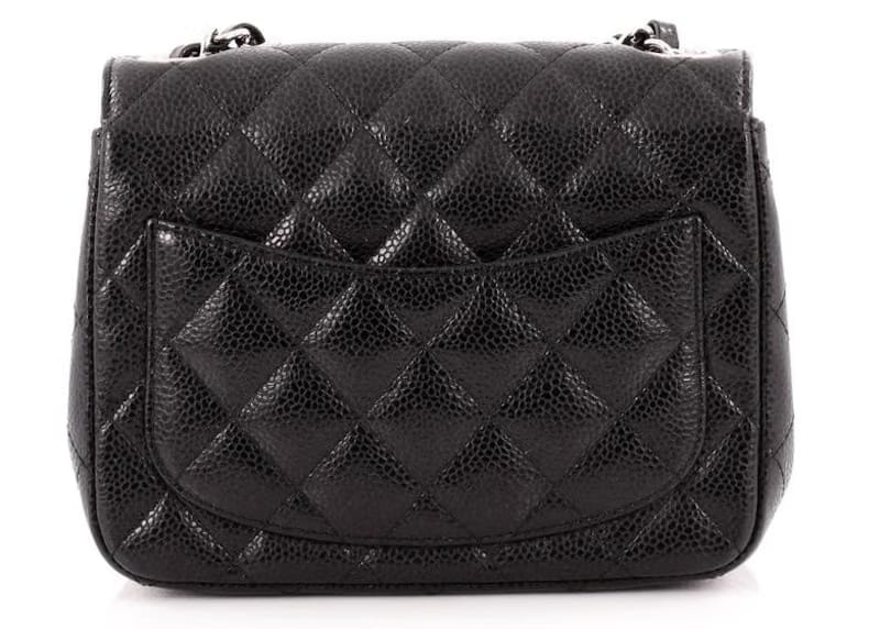 Chanel Square Single Flap Quilted Diamond Mini Caviar Black