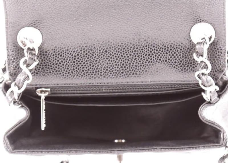 Chanel Square Single Flap Quilted Diamond Mini Caviar Black