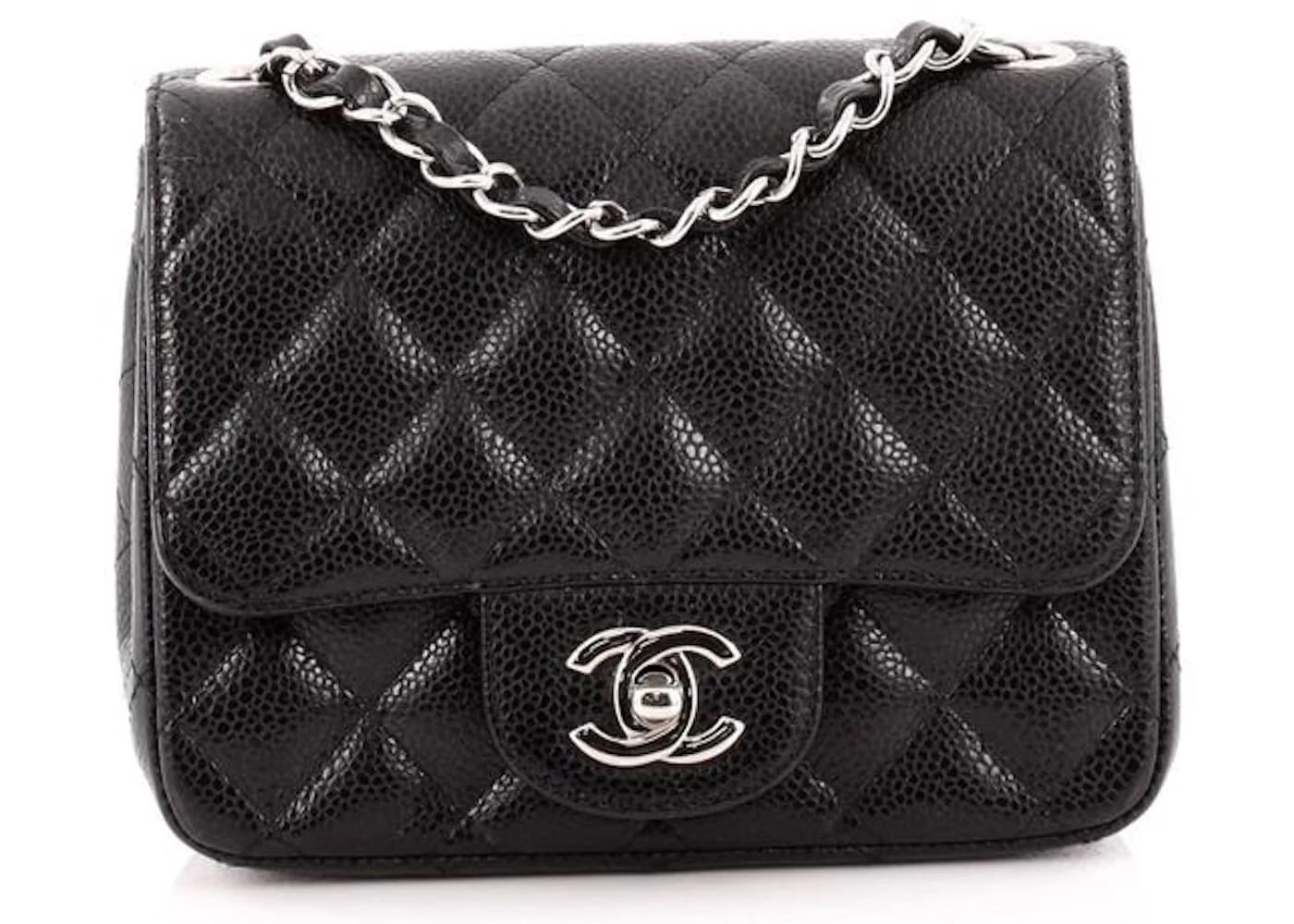 Chanel Square Single Flap Quilted Diamond Mini Caviar Black