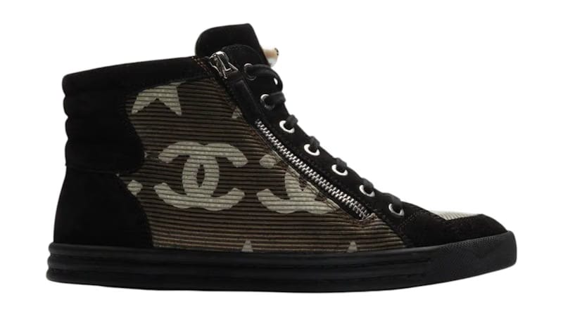 Chanel CC Star Suede Mesh High Sneaker Black