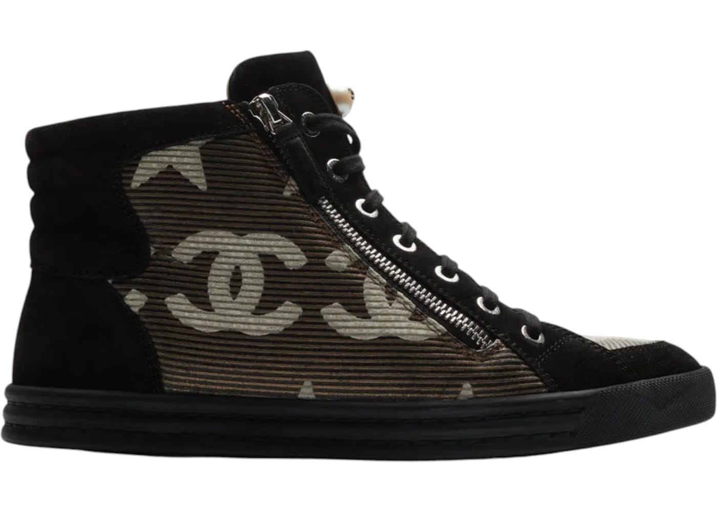 Chanel CC Star Suede Mesh High Sneaker Black