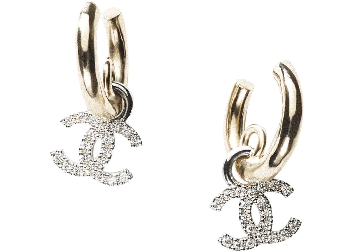 Chanel Metal/Diamantes Earrings Gold/Silver/Crystal