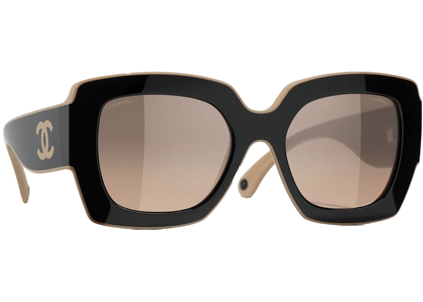 Chanel Square Sunglasses Black/Beige/Brown (6059 C534/43)