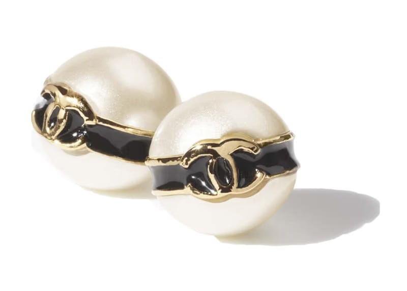 Chanel Stud Earrings Gold/Pearly White (ABD270 B16738 NY463)