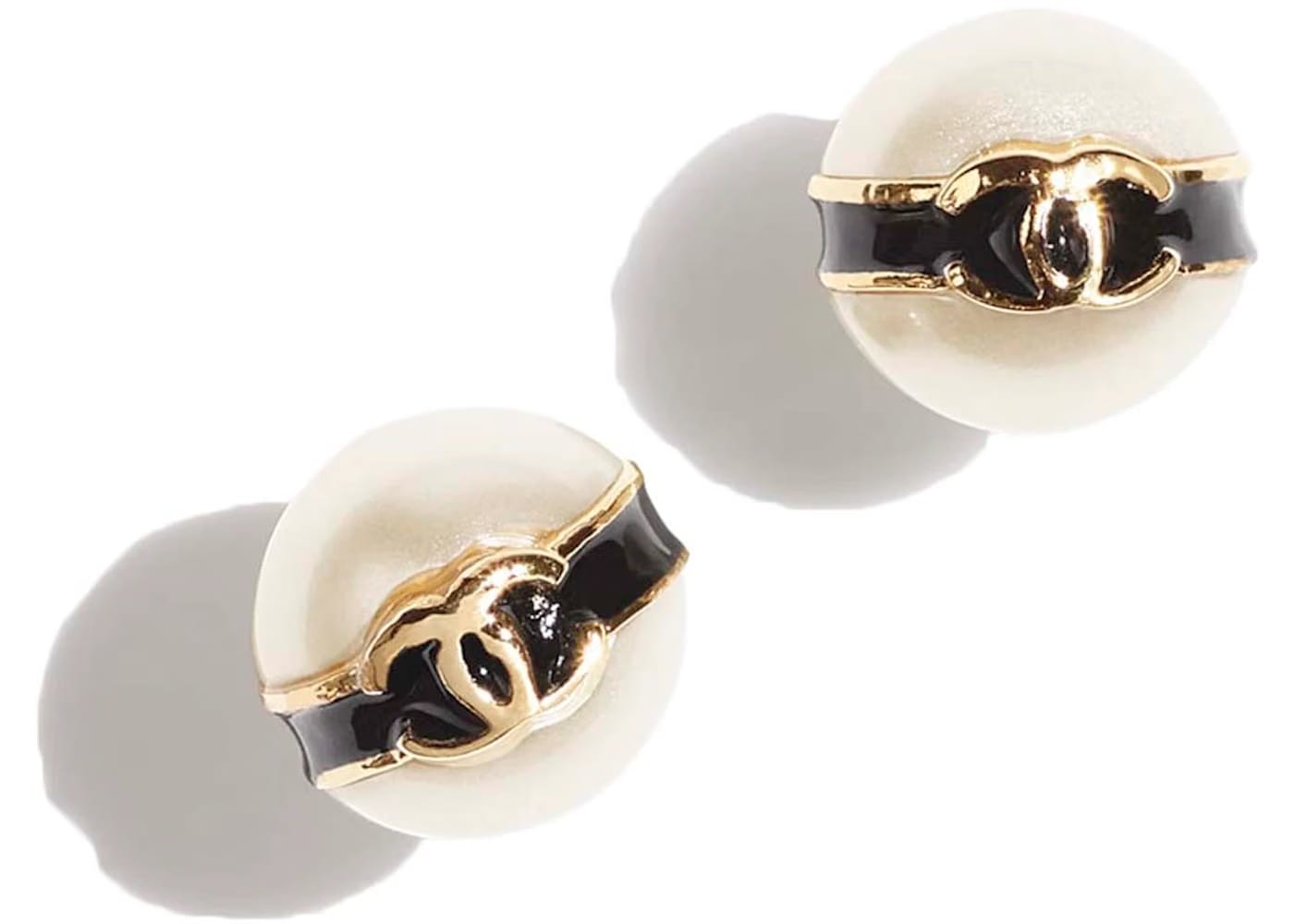Chanel Stud Earrings Gold/Pearly White (ABD270 B16738 NY463)